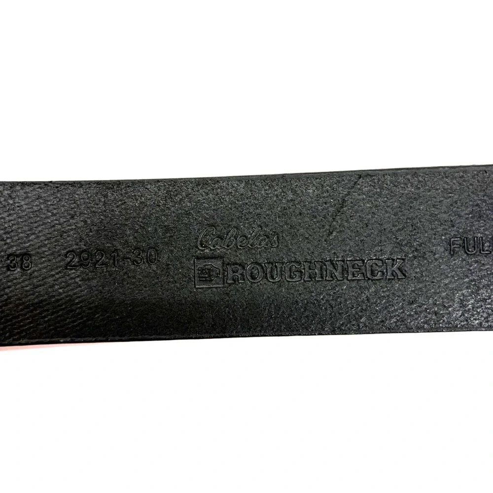 CABELAS Black BUFFALO LEATHER Belt Full Grain Roughneck 38
